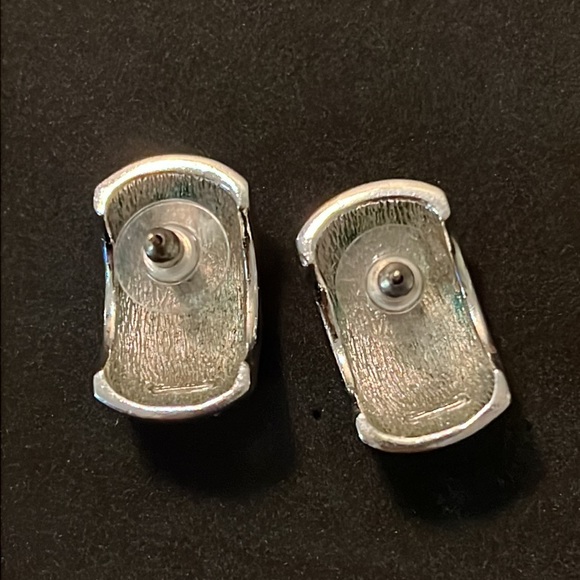 DIOR Silver Plated Swarovski Crystal Demi Half Hoop Runway Earrings - Picture 9 of 10